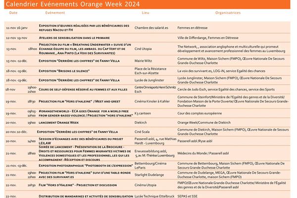 Programme des actions dans le cadre de l'Orange Week